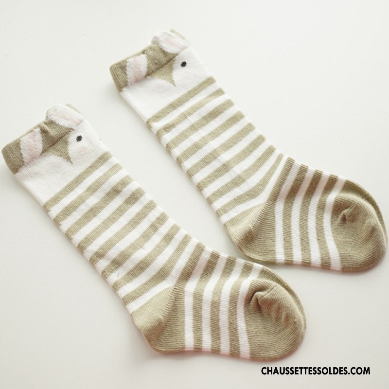 Chaussettes Mi Hautes Fille Printemps Charmant Bébé Rayé Homme Femme Gris