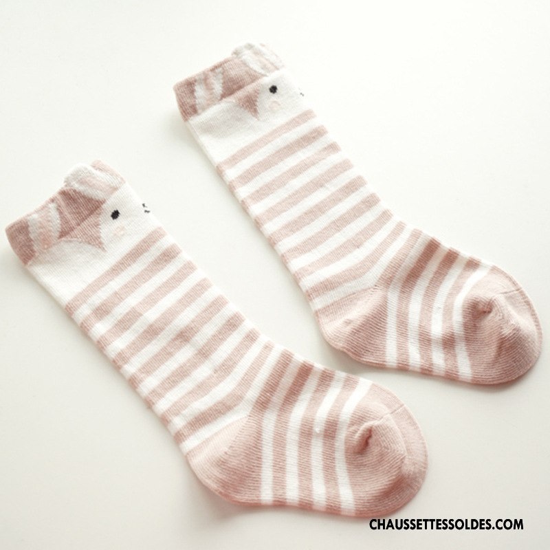 Chaussettes Mi Hautes Fille Printemps Charmant Bébé Rayé Homme Femme Gris