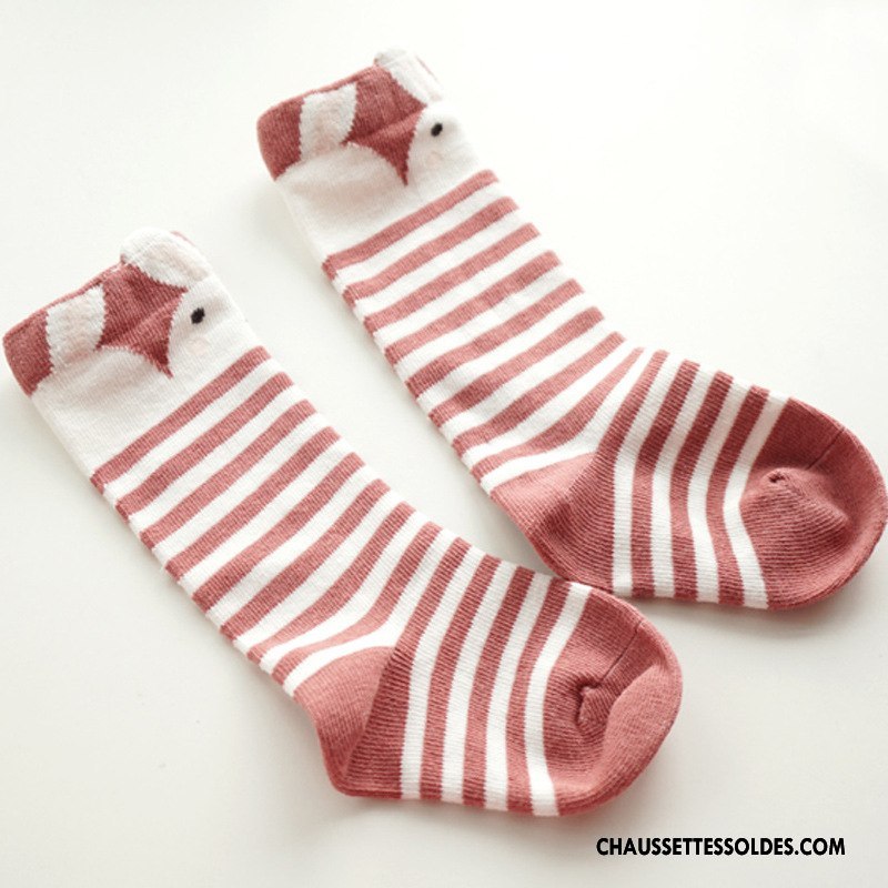Chaussettes Mi Hautes Fille Printemps Charmant Bébé Rayé Homme Femme Gris