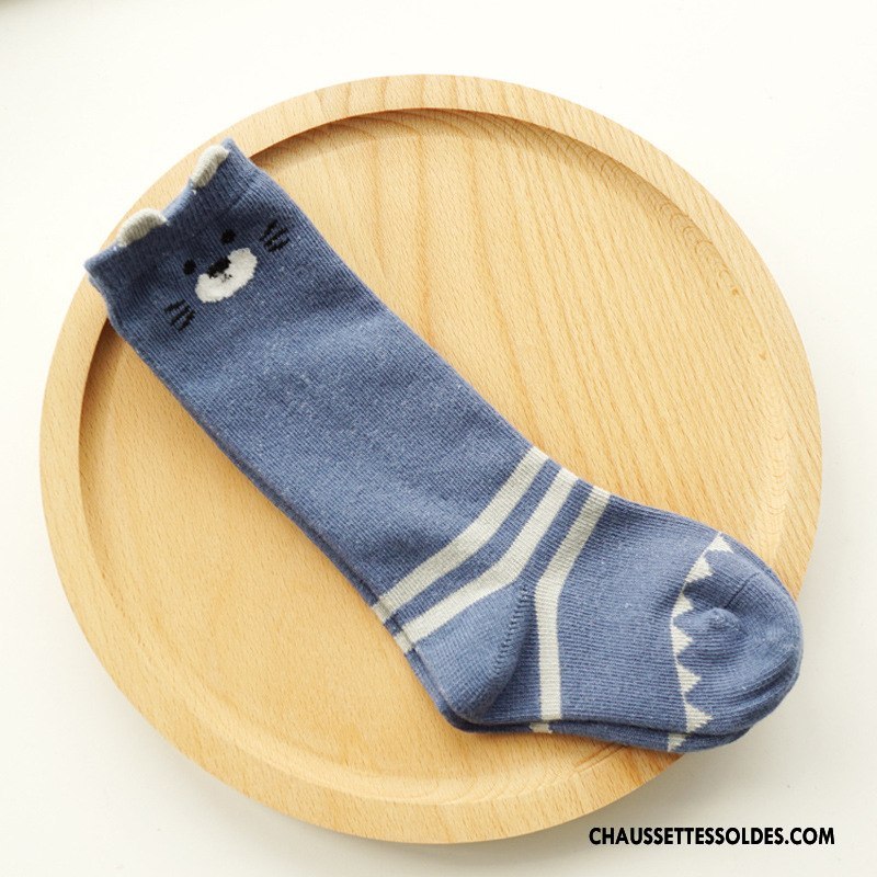 Chaussettes Mi Hautes Fille Printemps Charmant Bébé Rayé Homme Femme Gris