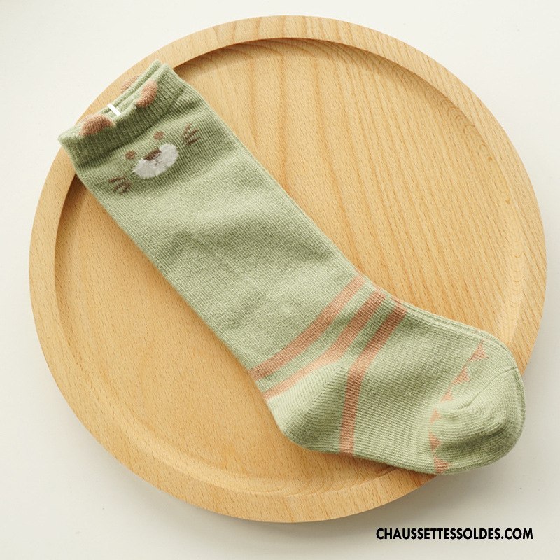 Chaussettes Mi Hautes Fille Printemps Charmant Bébé Rayé Homme Femme Gris