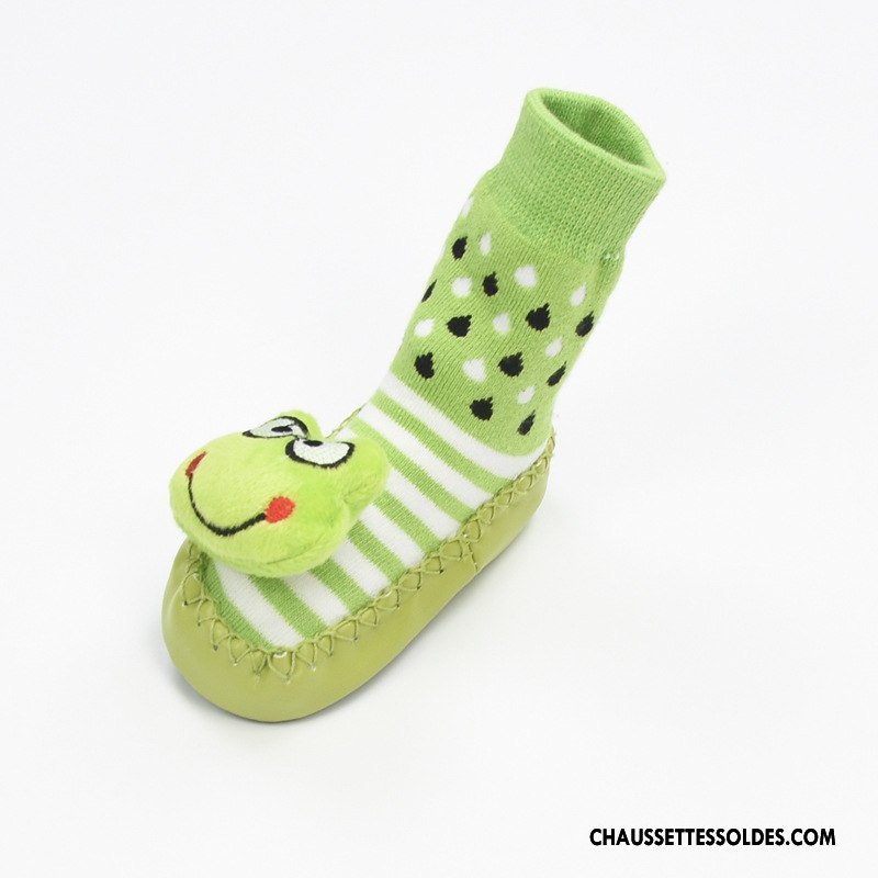 Chaussettes Mi Hautes Fille Printemps Cuir Antidérapant Bébé Été Dessin Animé Jaune