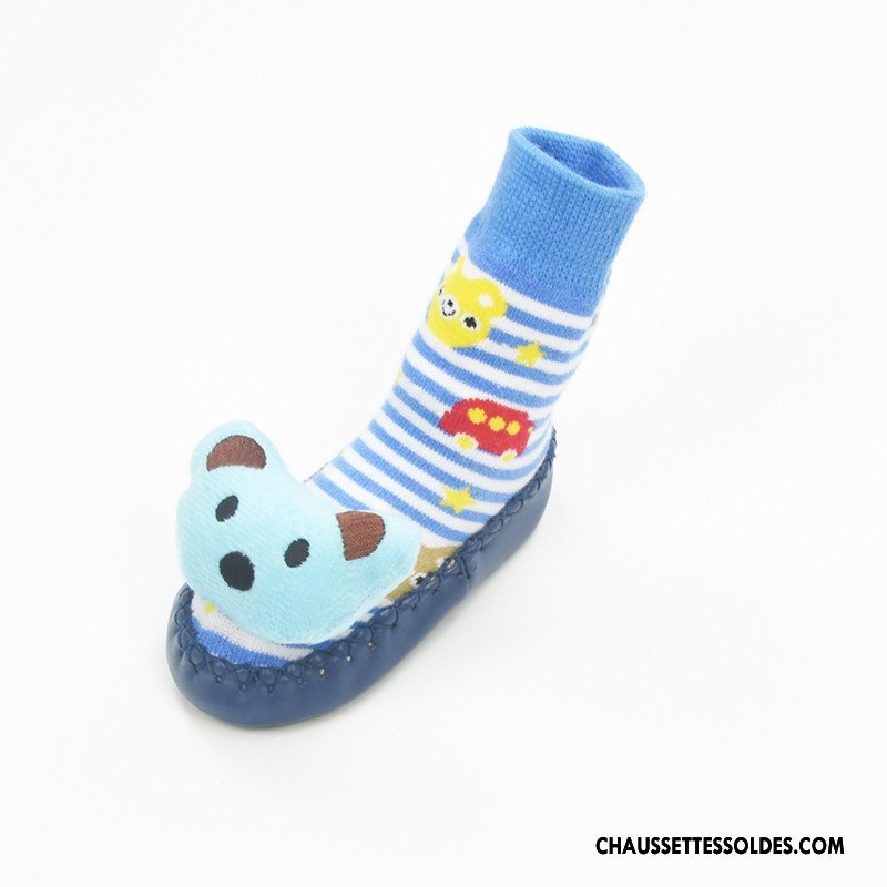 Chaussettes Mi Hautes Fille Printemps Cuir Antidérapant Bébé Été Dessin Animé Jaune