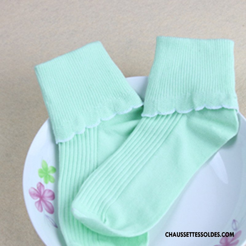 Chaussettes Mi Hautes Fille Printemps Dentelle Le Nouveau Enfant Été Tous Les Assortis Jaune