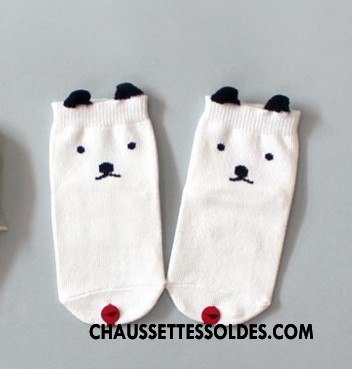 Chaussettes Mi Hautes Fille Printemps Enfant Le Nouveau Antidérapant Dimensionnel Coton Bio Blanc