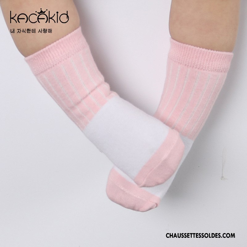 Chaussettes Mi Hautes Fille Printemps Homme Chaussettes En Coton Rayé Femme Bébé Couleurs Mixtes Vert