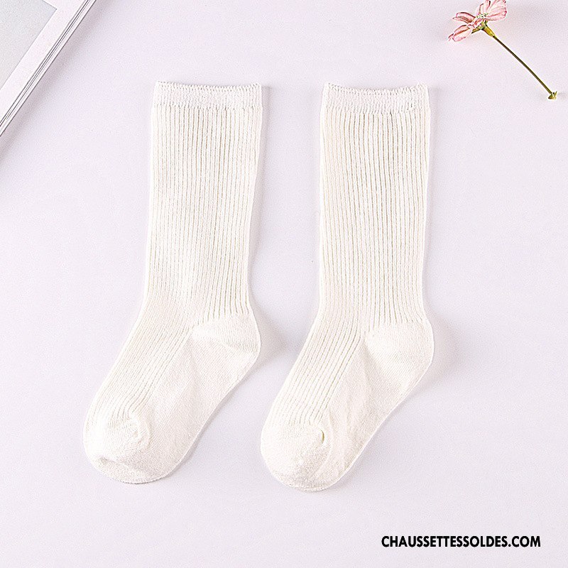 Chaussettes Mi Hautes Fille Rayé Femme Thermiques Le Nouveau L'automne Beige Blanc