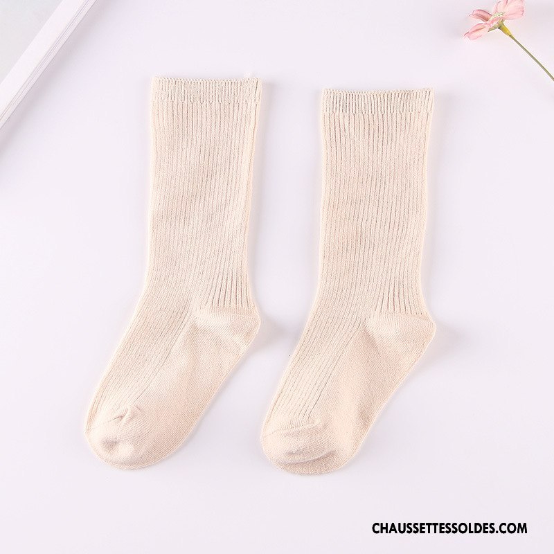 Chaussettes Mi Hautes Fille Rayé Femme Thermiques Le Nouveau L'automne Beige Blanc