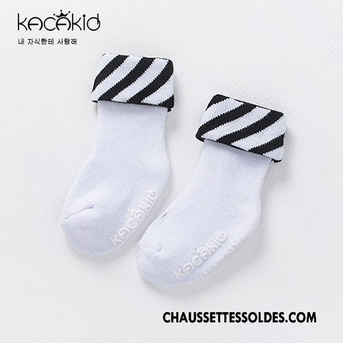 Chaussettes Mi Hautes Fille Rayé Renforcé Chaussette Courte Terry 100% Coton Le Nouveau Bleu