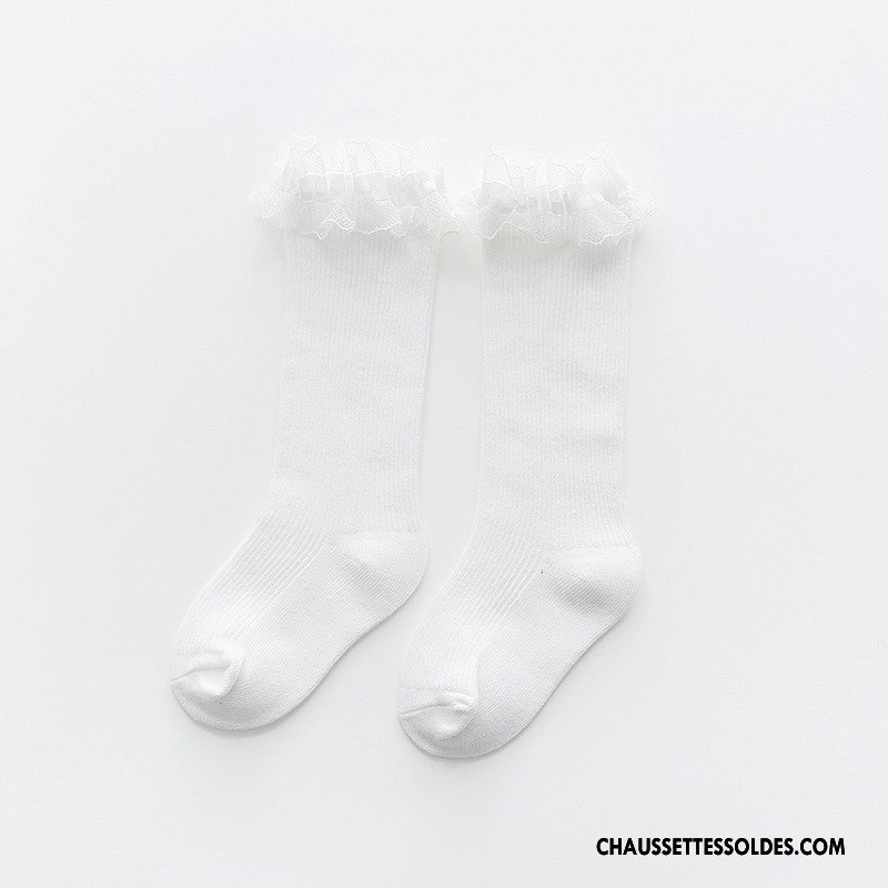 Chaussettes Mi Hautes Fille Respirant Été Enfant 100% Coton Femme Dentelle Rose