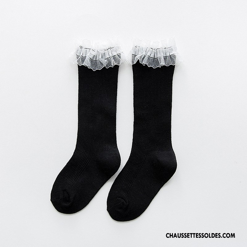 Chaussettes Mi Hautes Fille Respirant Été Enfant 100% Coton Femme Dentelle Rose