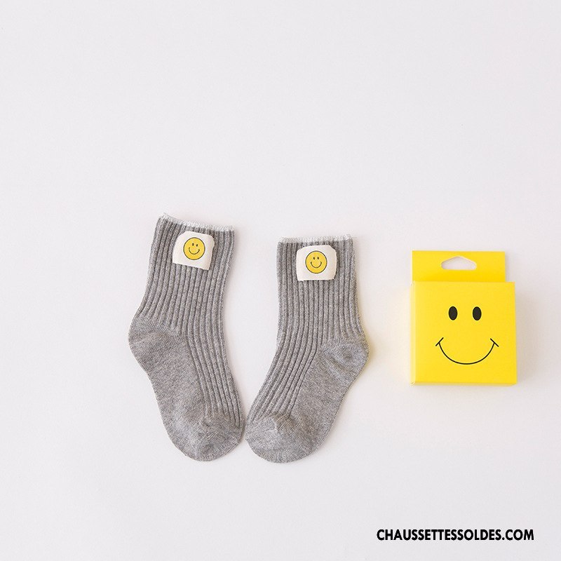 Chaussettes Mi Hautes Fille Souriant Matelassé Charmant Hiver Milieu L'automne Noir