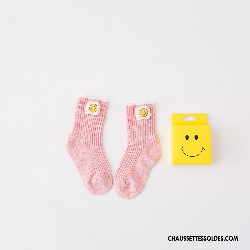 Chaussettes Mi Hautes Fille Souriant Matelassé Charmant Hiver Milieu L'automne Noir