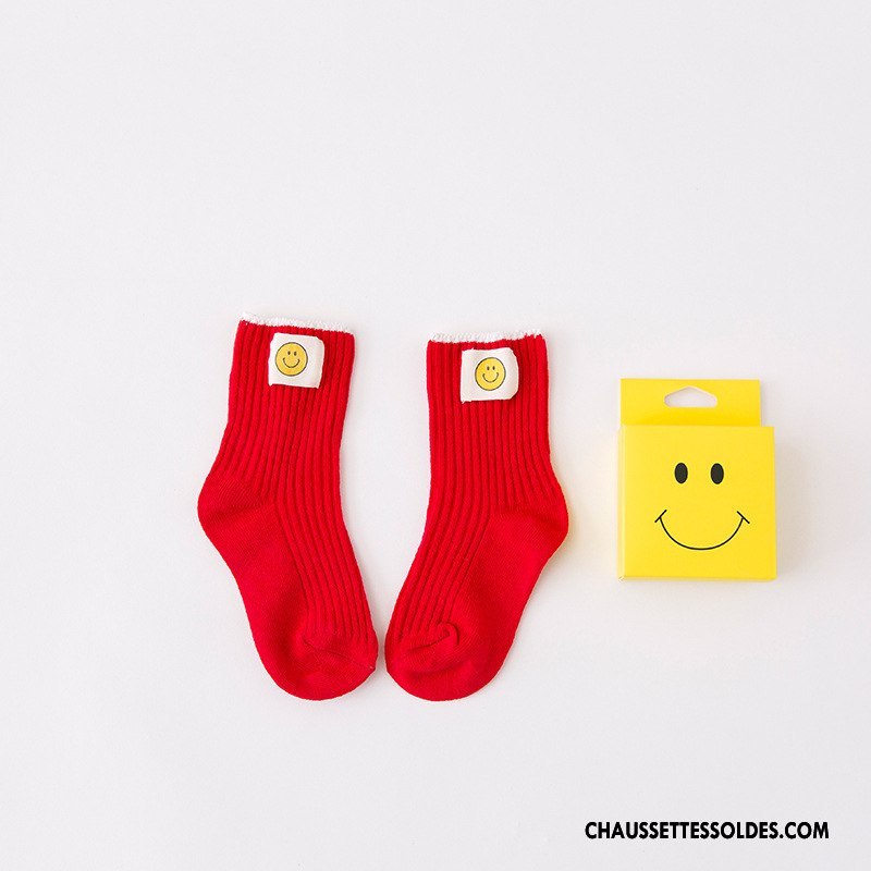 Chaussettes Mi Hautes Fille Souriant Matelassé Charmant Hiver Milieu L'automne Noir