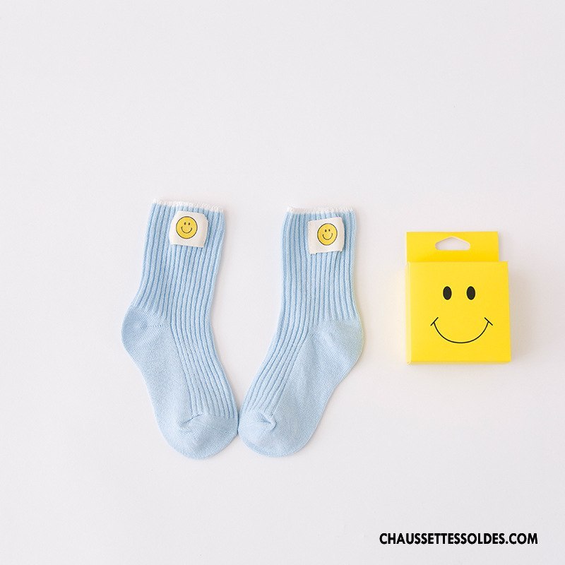 Chaussettes Mi Hautes Fille Souriant Matelassé Charmant Hiver Milieu L'automne Noir