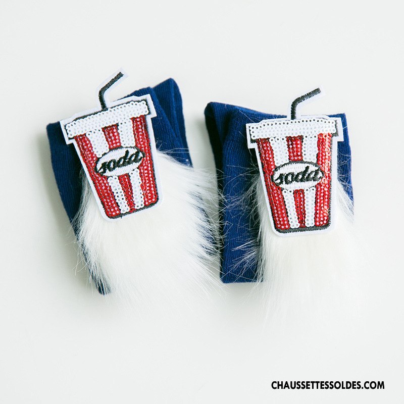 Chaussettes Mi Hautes Fille Tendance Enfant Chaussettes En Coton Le Nouveau Œil Milieu Bleu Marin