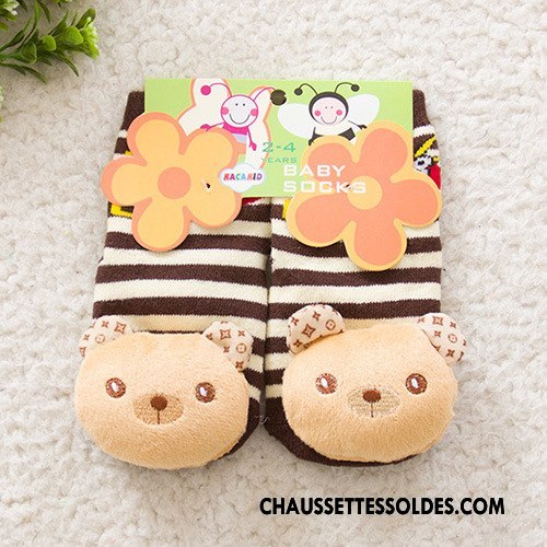 Chaussettes Mi Hautes Fille Terry Dessin Animé Antidérapant Matelassé Enfant Renforcé Bleu