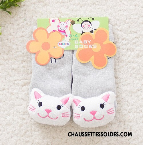 Chaussettes Mi Hautes Fille Terry Dessin Animé Antidérapant Matelassé Enfant Renforcé Bleu