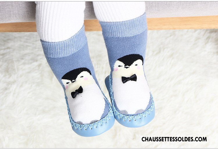 Chaussettes Mi Hautes Fille Terry Épais 100% Coton Hiver Dessin Animé Antidérapant Bordeaux