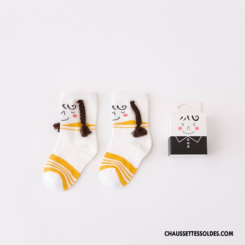 Chaussettes Mi Hautes Fille Tresser Enfant Créatif Matelassé Charmant Le Nouveau Rouge