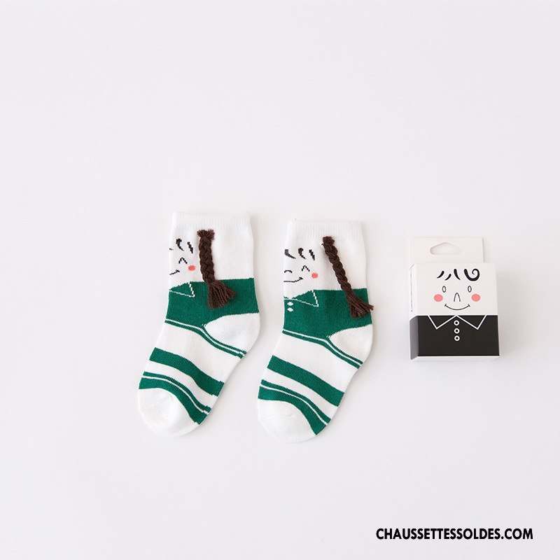 Chaussettes Mi Hautes Fille Tresser Enfant Créatif Matelassé Charmant Le Nouveau Rouge