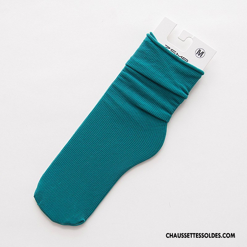 Chaussettes Mi Hautes Fille Très Mince Enfant Matelassé Chaussette De Noël Velours Femme Pure Bleu