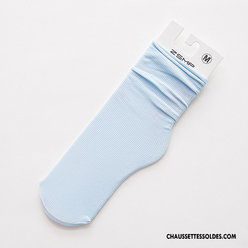 Chaussettes Mi Hautes Fille Très Mince Enfant Matelassé Chaussette De Noël Velours Femme Pure Bleu