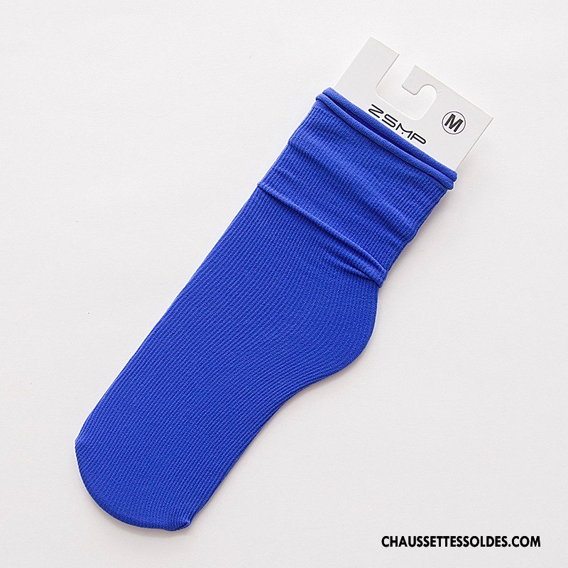 Chaussettes Mi Hautes Fille Très Mince Enfant Matelassé Chaussette De Noël Velours Femme Pure Bleu