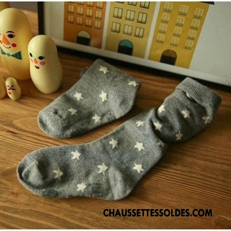 Chaussettes Mi Hautes Fille Étoile 100% Coton Nouvelles Arrivées Milieu L'automne Enfant Blanc