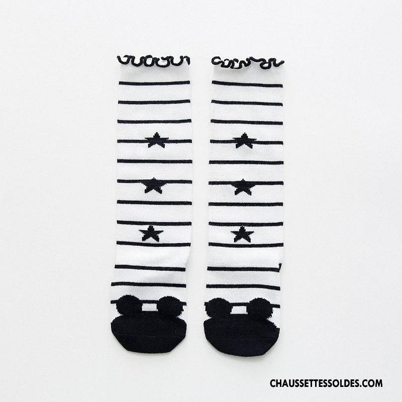 Chaussettes Mi Hautes Fille Étoile Bébé Coton Bio Milieu Dessin Animé Enfant Blanc