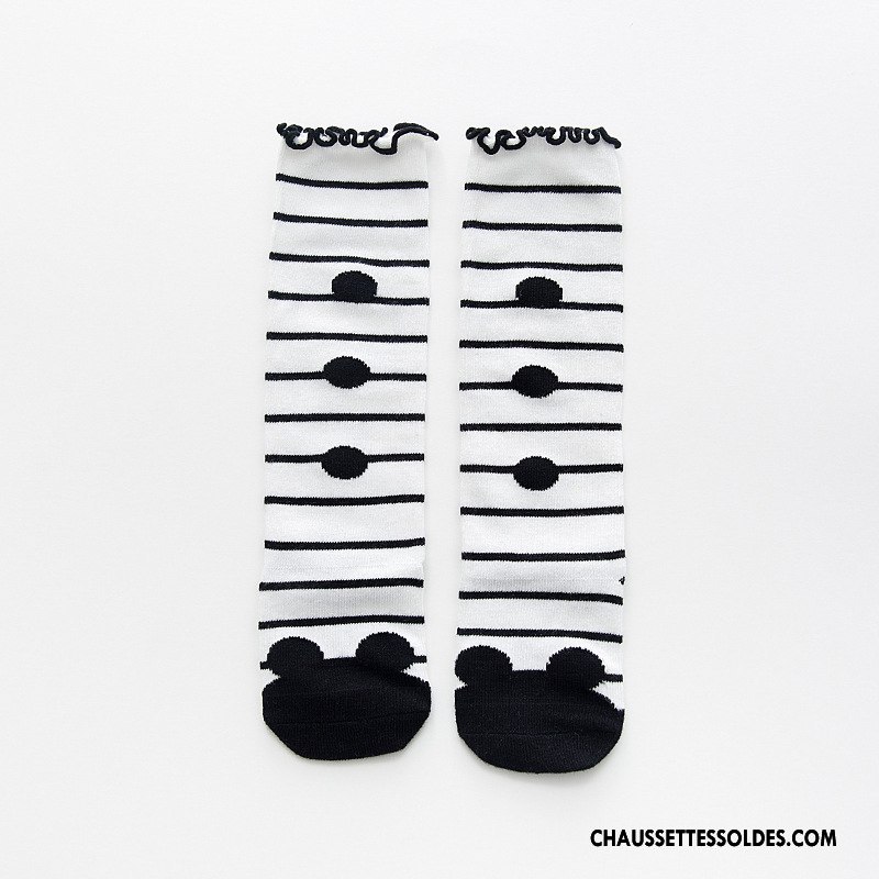 Chaussettes Mi Hautes Fille Étoile Bébé Coton Bio Milieu Dessin Animé Enfant Blanc