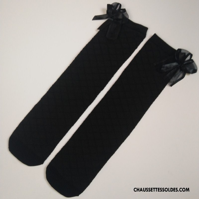 Chaussettes Mi Hautes Fille Été Matelassé Grille Papillon Le Nouveau Femme Gris