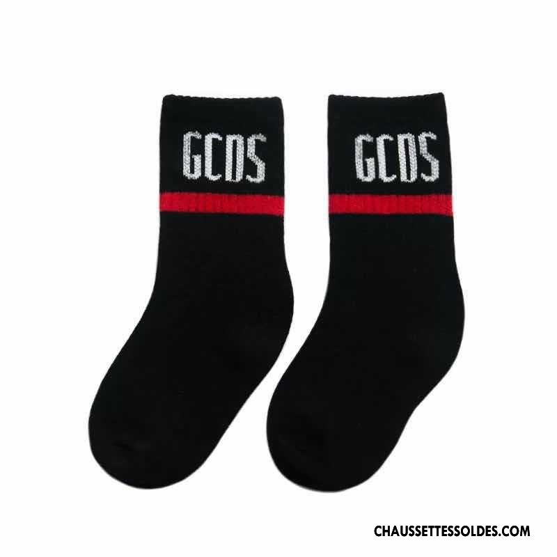 Chaussettes Mi Hautes Garçon 100% Coton Printemps Créatif Le Nouveau Lettre Europe Noir