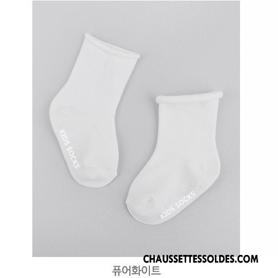 Chaussettes Mi Hautes Garçon Antidérapant Ourlet Le Nouveau Bouche Libre Bébé Enfant Pure Blanc