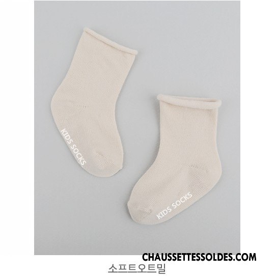 Chaussettes Mi Hautes Garçon Antidérapant Ourlet Le Nouveau Bouche Libre Bébé Enfant Pure Blanc