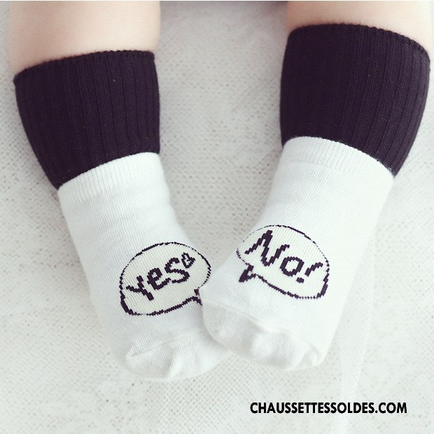 Chaussettes Mi Hautes Garçon Asymétrie Bébé Le Nouveau Enfant Lettre Antidérapant Noir