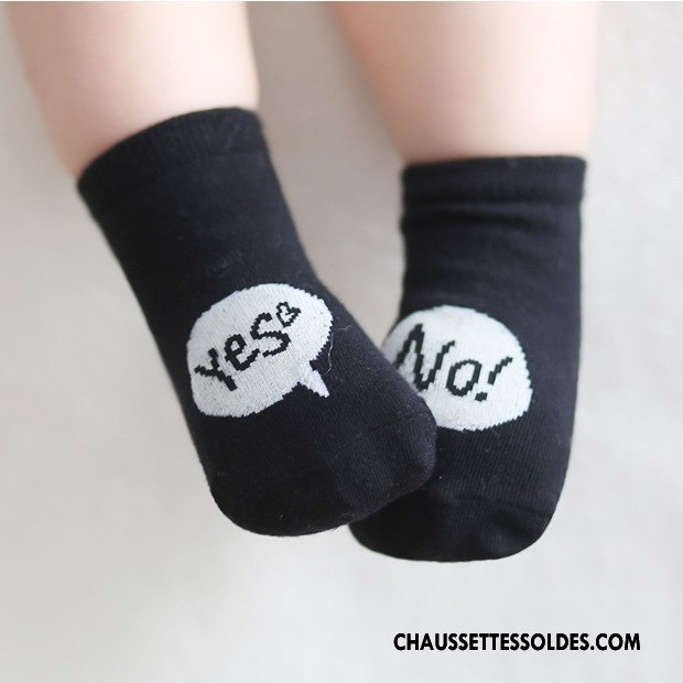 Chaussettes Mi Hautes Garçon Asymétrie Bébé Le Nouveau Enfant Lettre Antidérapant Noir