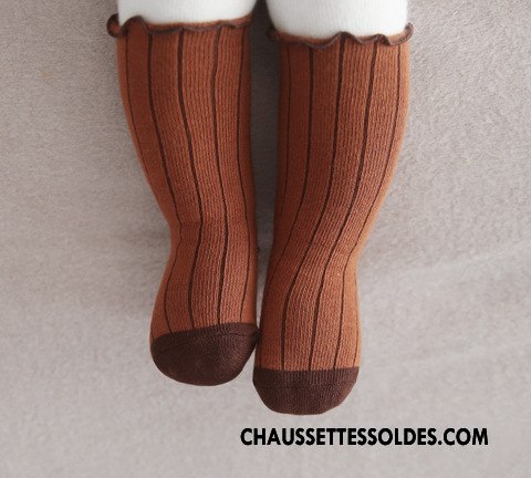Chaussettes Mi Hautes Garçon Bois Bébé Rayé 100% Coton Enfant Femme Gris
