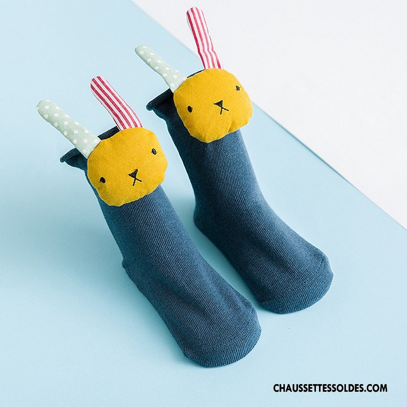 Chaussettes Mi Hautes Garçon Bébé Antidérapant Charmant Bouche Libre Printemps Petit Bleu Marin