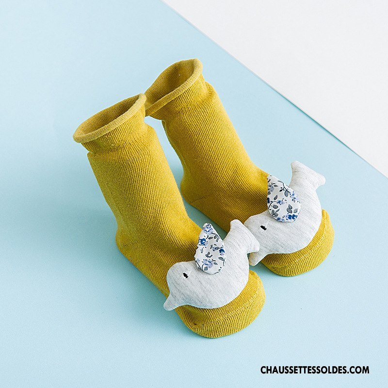 Chaussettes Mi Hautes Garçon Bébé Antidérapant Charmant Bouche Libre Printemps Petit Bleu Marin