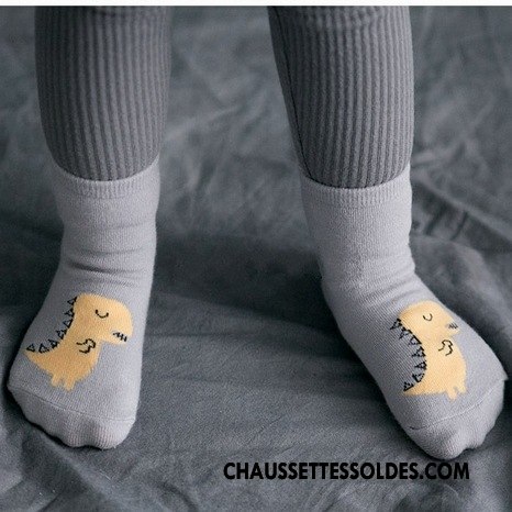 Chaussettes Mi Hautes Garçon Bébé Chaussette Courte Dragon 100% Coton Dessin Animé Hiver Gris Foncé