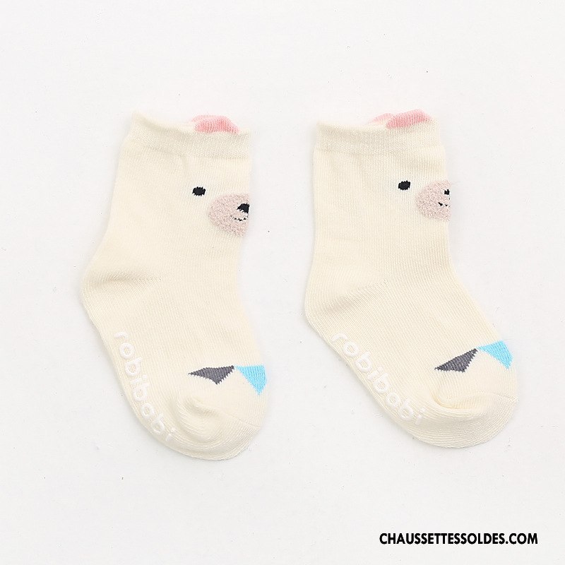 Chaussettes Mi Hautes Garçon Bébé Dessin Animé Le Nouveau Épissure Dimensionnel L'automne Jaune