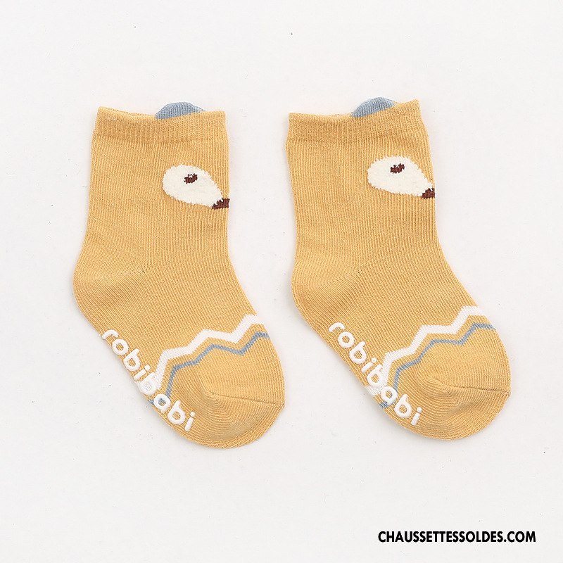 Chaussettes Mi Hautes Garçon Bébé Dessin Animé Le Nouveau Épissure Dimensionnel L'automne Jaune
