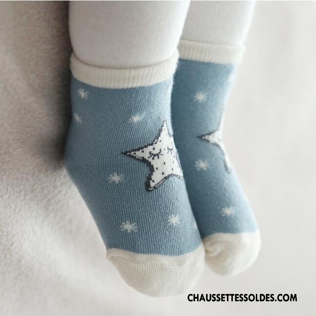 Chaussettes Mi Hautes Garçon Bébé Enfant 100% Coton Bouche Libre Hiver Renforcé Bleu
