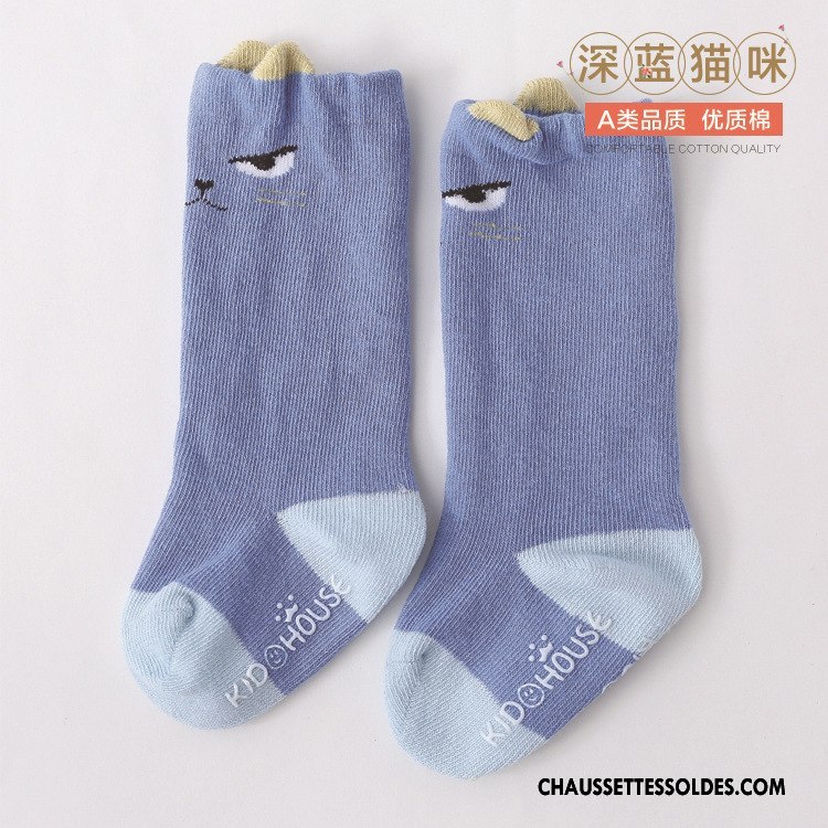 Chaussettes Mi Hautes Garçon Bébé Milieu Printemps Dessin Animé Enfant Dimensionnel Bleu
