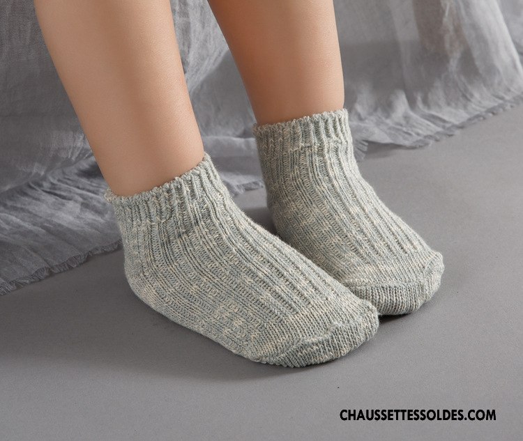 Chaussettes Mi Hautes Garçon Bébé Yarn Chaussette Basse Coupée Petit Coton Bio L'automne Noir