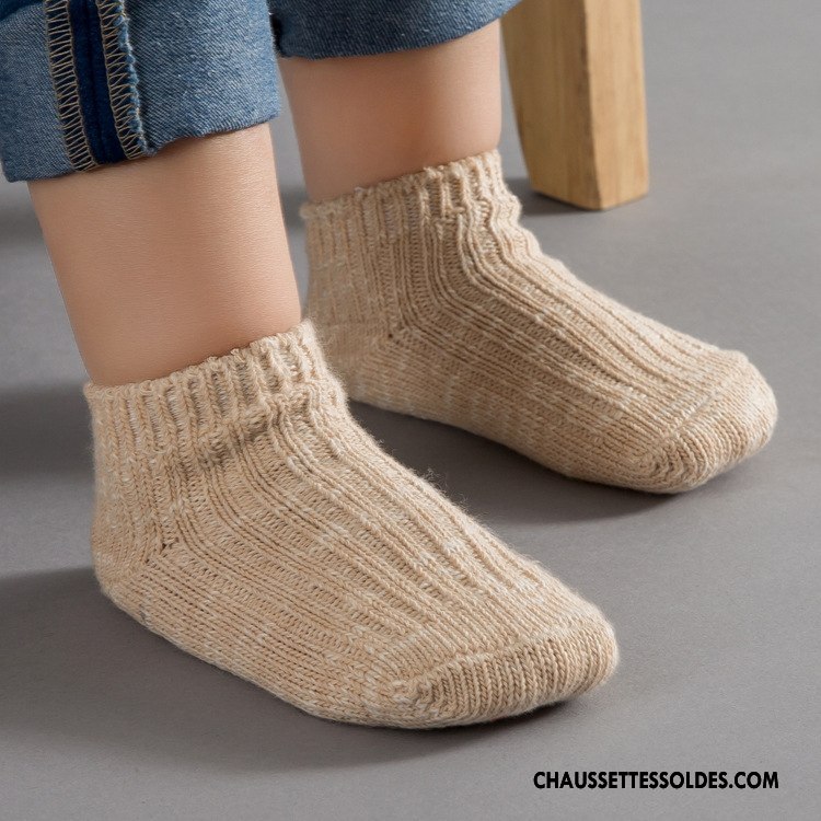 Chaussettes Mi Hautes Garçon Bébé Yarn Chaussette Basse Coupée Petit Coton Bio L'automne Noir