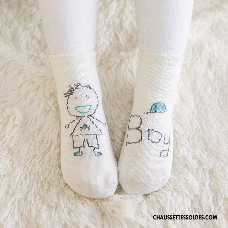Chaussettes Mi Hautes Garçon Chaussettes En Coton Bébé Asymétrie Fille Hiver Homme Blanc