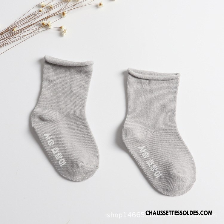 Chaussettes Mi Hautes Garçon Coton Bio Bébé Antidérapant Bouche Libre Été Enfant Bleu Clair Pure