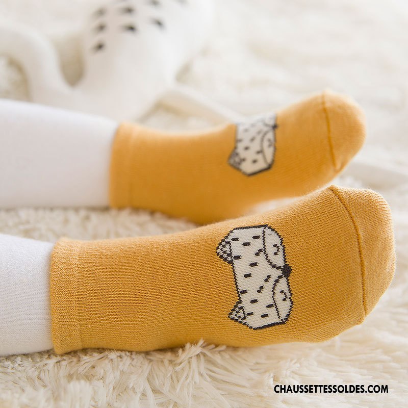 Chaussettes Mi Hautes Garçon Dessin Animé 100% Coton Hiver Milieu Enfant Bébé Bleu